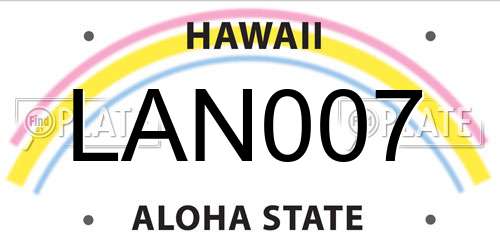LAN007 Hawaii License Plate
