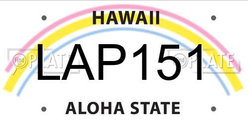 LAP151 Hawaii License Plate
