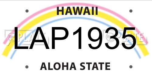 LAP1935 Hawaii License Plate