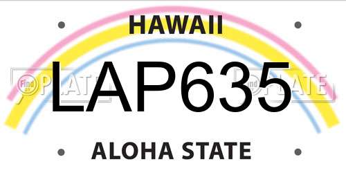 LAP635 Hawaii License Plate