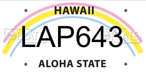 LAP643 Hawaii License Plate