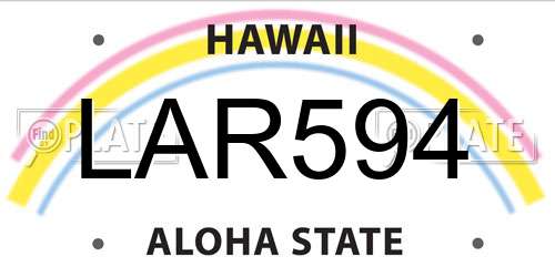 LAR594 Hawaii License Plate