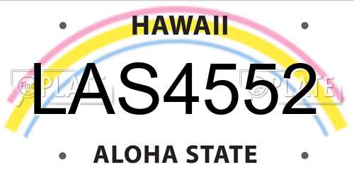 LAS4552 Hawaii License Plate