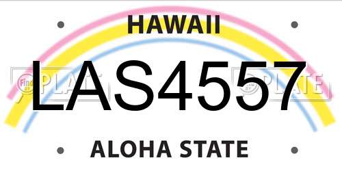 LAS4557 Hawaii License Plate