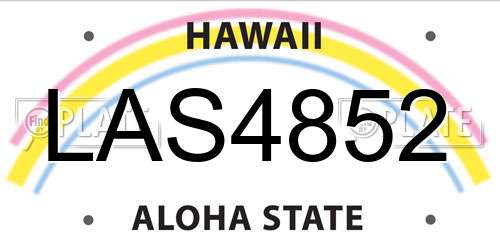 LAS4852 Hawaii License Plate
