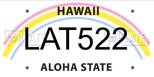 LAT522 Hawaii License Plate