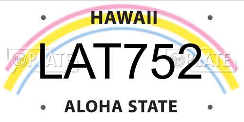 LAT752 Hawaii License Plate