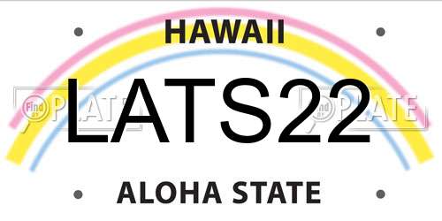 LATS22 Hawaii License Plate