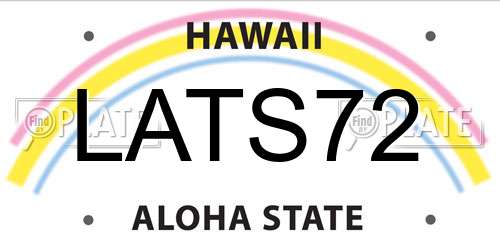 LATS72 Hawaii License Plate