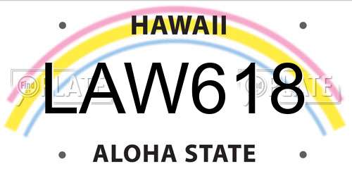 LAW618 Hawaii License Plate