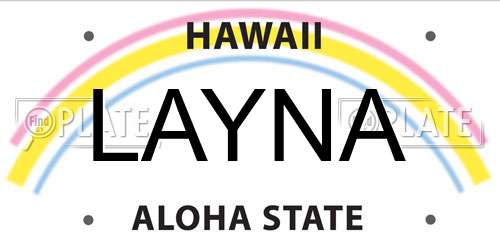 LAYNA Hawaii License Plate