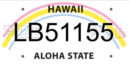 LB51155 Hawaii License Plate