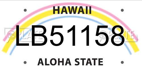 LB51158 Hawaii License Plate