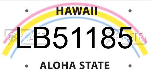 LB51185 Hawaii License Plate