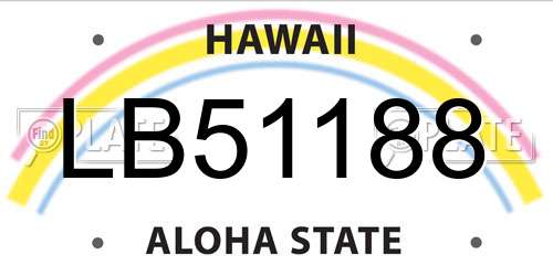 LB51188 Hawaii License Plate