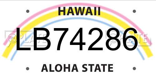 LB74286 Hawaii License Plate