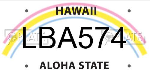 LBA574 Hawaii License Plate