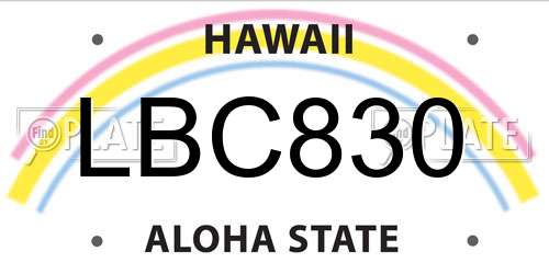 LBC830 Hawaii License Plate