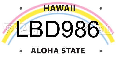 LBD986 Hawaii License Plate