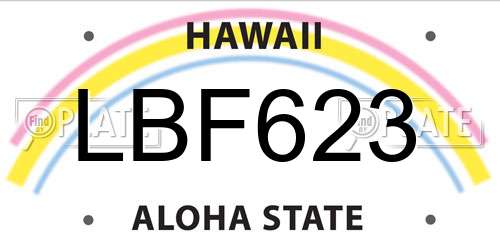 LBF623 Hawaii License Plate