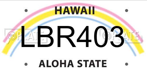 LBR403 Hawaii License Plate