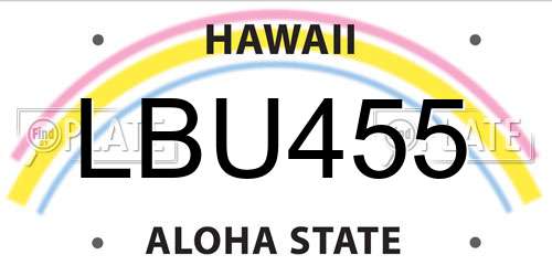 LBU455 Hawaii License Plate
