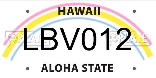 LBV012 Hawaii License Plate