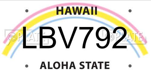 LBV792 Hawaii License Plate