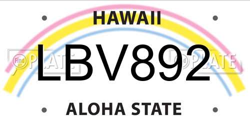 LBV892 Hawaii License Plate