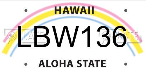 LBW136 Hawaii License Plate