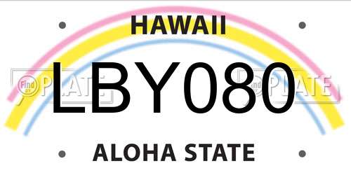 LBY080 Hawaii License Plate
