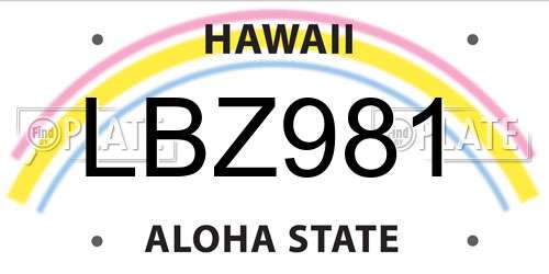 LBZ981 Hawaii License Plate