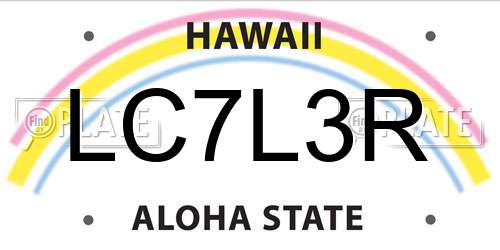 LC7L3R Hawaii License Plate