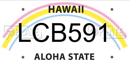 LCB591 Hawaii License Plate