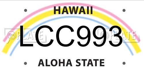 LCC993 Hawaii License Plate
