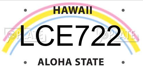 LCE722 Hawaii License Plate