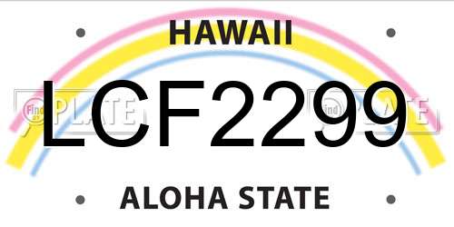 LCF2299 Hawaii License Plate