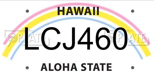 LCJ460 Hawaii License Plate