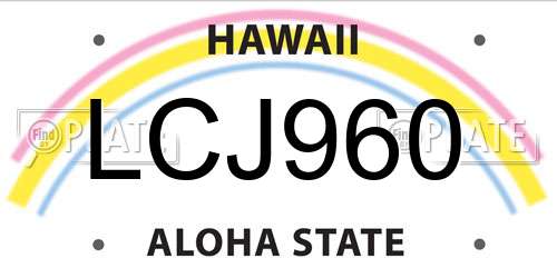 LCJ960 Hawaii License Plate