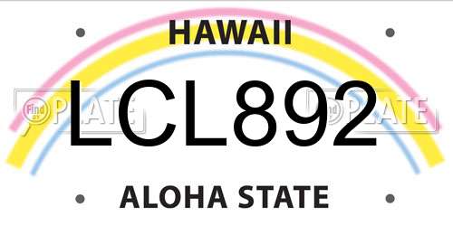 LCL892 Hawaii License Plate