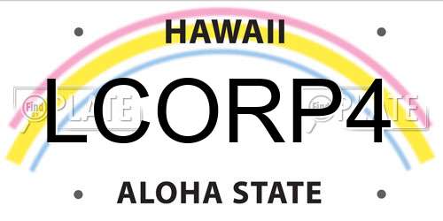LCORP4 Hawaii License Plate