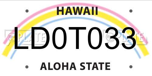 LD0T033 Hawaii License Plate