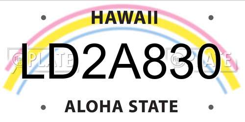LD2A830 Hawaii License Plate