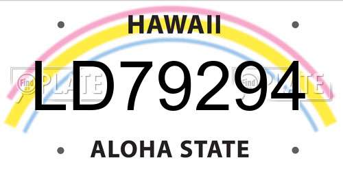 LD79294 Hawaii License Plate