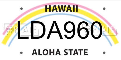 LDA960 Hawaii License Plate