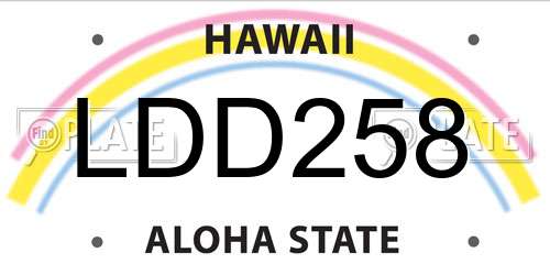 LDD258 Hawaii License Plate