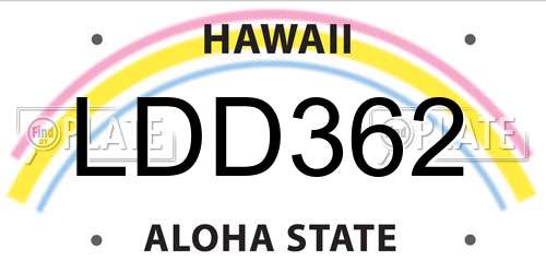 LDD362 Hawaii License Plate