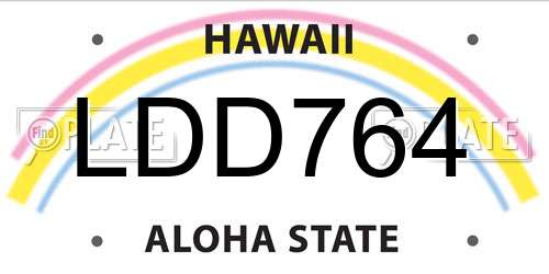 LDD764 Hawaii License Plate