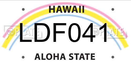 LDF041 Hawaii License Plate