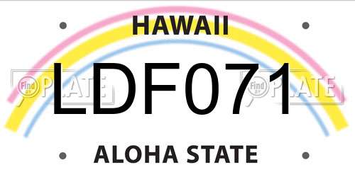 LDF071 Hawaii License Plate